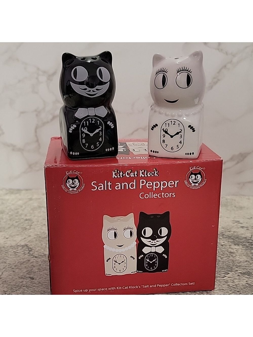Kit Cat Klock Clock Salt & Pepper Shakers Hand Painted Ceramic - Picture 7 of 7